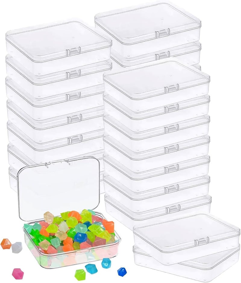 MFDSJ 24 Pcs Mini Plastic Storage Containers Box with Lid, 3.5x2.4 Inches Clear Rectangle Box for Collecting Small Items, Beads, Game Pieces, Business Cards, Crafts Accessories - Image 1